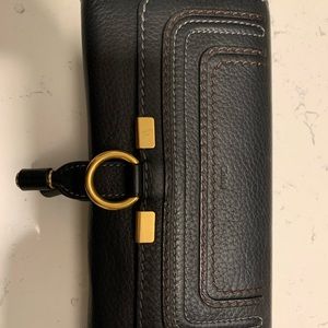 Chloe Marcie Long Leather Wallet - black/gold